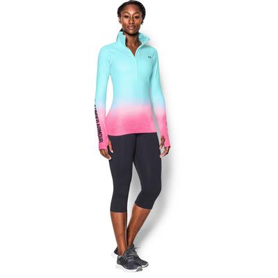 Under Armour Womens UA Cold Gear Half Zip Pullover - Blue/Pink - main image