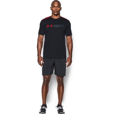 Under Armour Mens Raid Microthread Short Sleeve Tee - Black/Red - main image