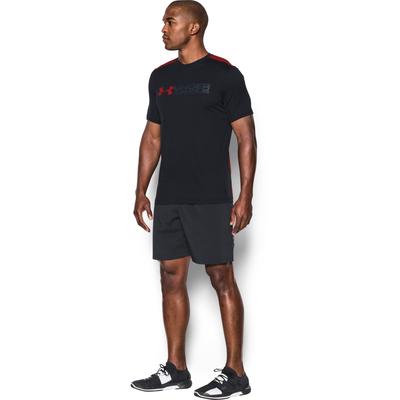 Under Armour Mens Raid Microthread Short Sleeve Tee - Black/Red - main image