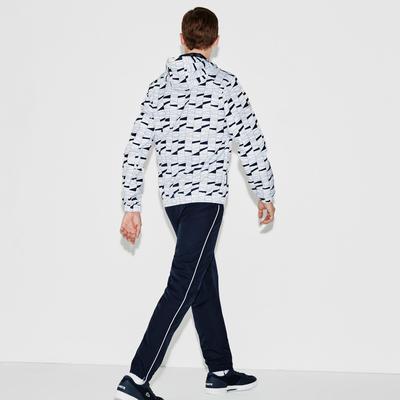 Lacoste Mens Print Tracksuit - White/Navy - main image