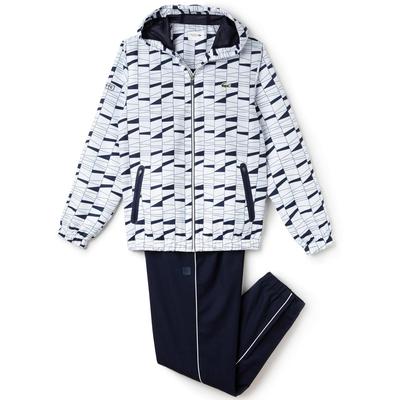 Lacoste Mens Print Tracksuit - White/Navy