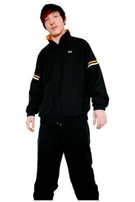 Lacoste Mens Sport Striped Tracksuit - Black/Epices Orange - main image