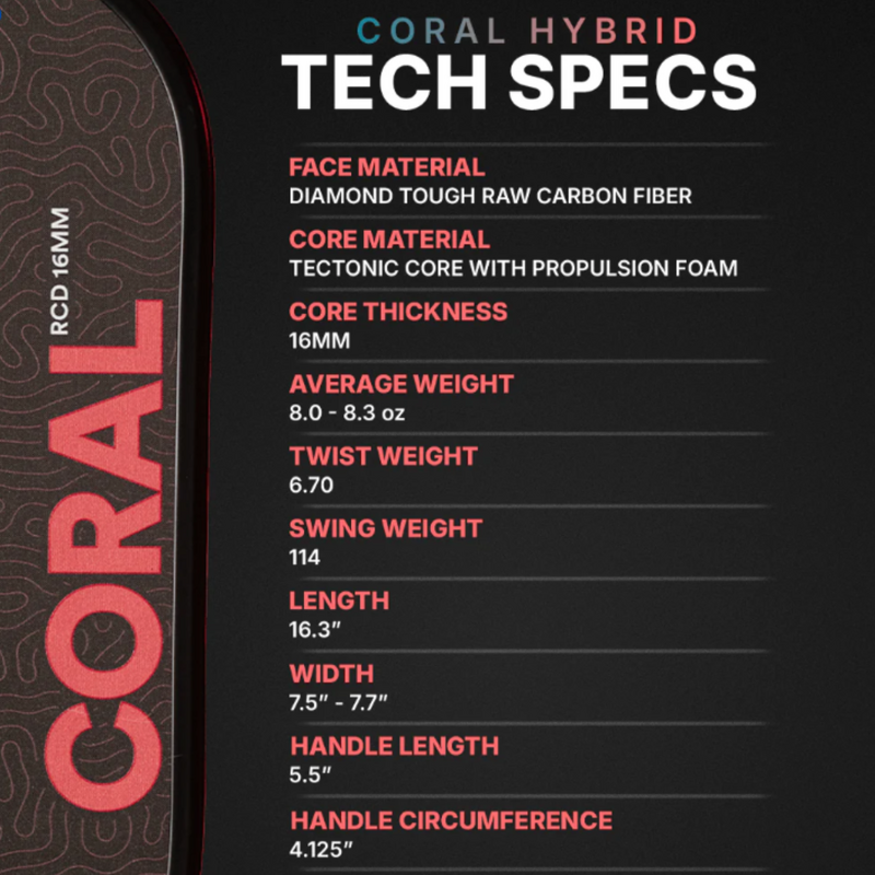 Six Zero Coral Hybrid 16mm Pickleball Paddle - Pink - main image