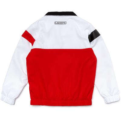 Red and white lacoste tracksuit best sale