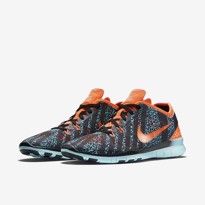 Nike Womens Free 5.0 TR Printed Training Shoes - Black/Hot Lava/Artisan Teal - main image