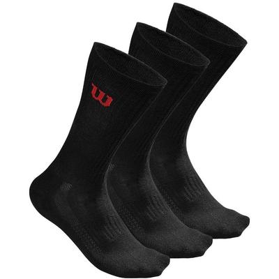 Wilson Mens Tennis Crew Socks (3 Pairs) - Black (Size 5.5 - 12) - main image