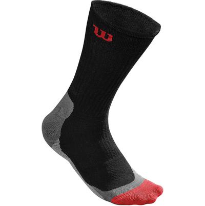Wilson High End Tennis Crew Socks (1 Pair) - Black/Grey/Red