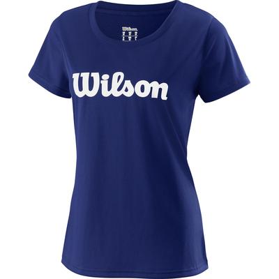 Wilson Womens Script Tech T-Shirt - Blue Depth/White - main image
