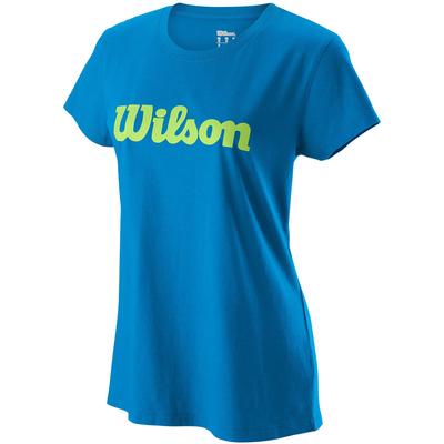 Wilson Womens Script Cotton Tee - Brilliant Blue/Sharp Green - main image