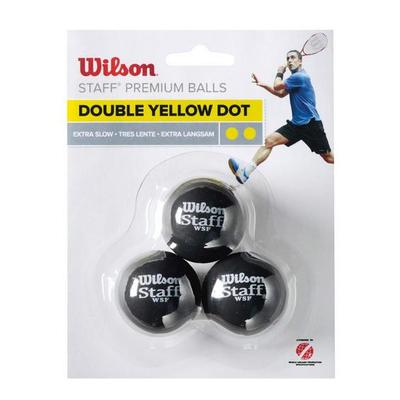 Wilson Staff Double Yellow Dot Squash Balls - Pack of 3