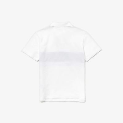 Lacoste Boys Mesh Panel Ultra Light Polo - White/Navy Blue - main image