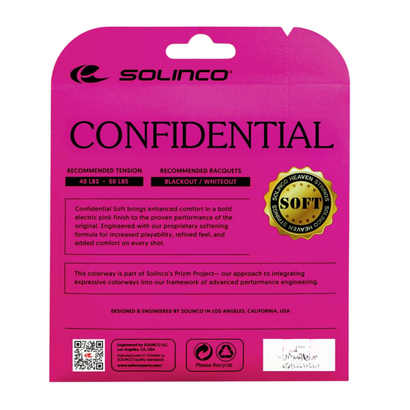 Solinco Confidential Soft Tennis String Set - Electric Pink - main image