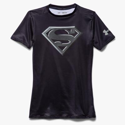 Under Armour Boys Superman Fitted Baselayer Top - Black - main image