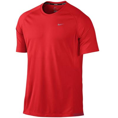 Nike Mens Miler UV Short Sleeve Running Shirt - Light Crimson/Reflective Silver - main image