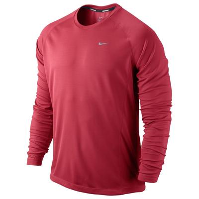Nike Mens Miler Long Sleeve Shirt - Red/Reflective Silver - main image