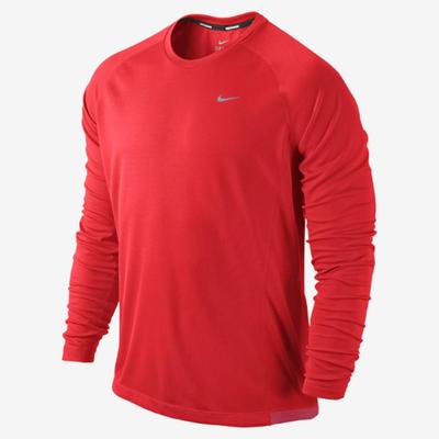 Nike Mens Miler UV Long Sleeve Shirt - Red/Reflective Silver - main image