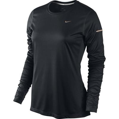 Nike Womens Miler Long Sleeve Running Top - Black/Reflective Silver - main image