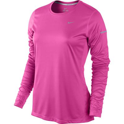 Nike Womens Miler Long Sleeve Running Top - Pink Pow/Silver - main image