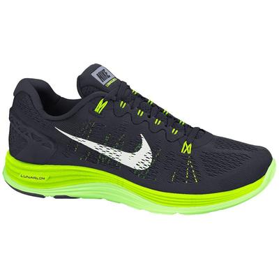 Nike Mens LunarGlide+ 5 Running Shoes - Black/White/Volt - main image