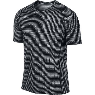 Nike Mens Printed Miler Sleeve Tee - Black/Silver - main image