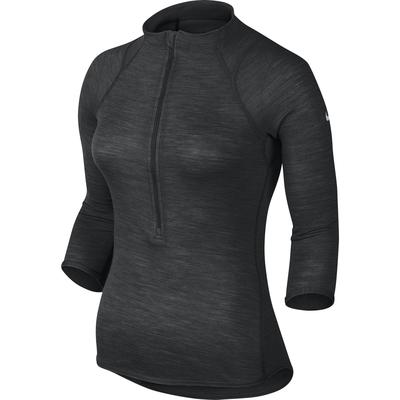Nike Womens Wool Half Zip 3/4 Sleeve Top - Black Heather/White - main image