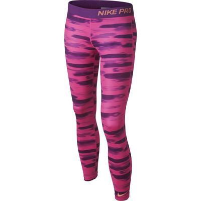 Nike Girls Pro Graphic Tights - Pink Pow/Bold Berry/Sunset Glow - main image