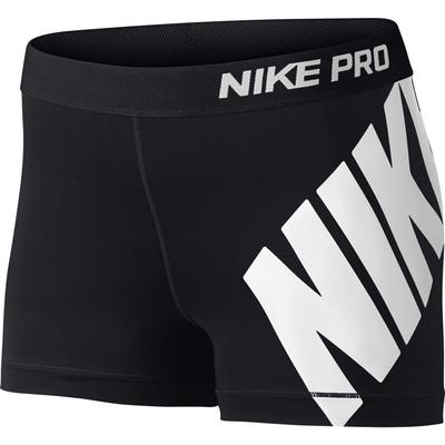 Nike Womens Pro 3" Logo Training Shorts - Black/White