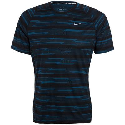 Nike Mens Printed Miler Short Sleeve Shirt - Blue Force/Reflective Silver - main image