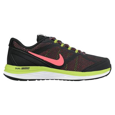 Nike Boys Dual Fusion Run 3 Running Shoes - Black/Hot Lava/Volt - main image
