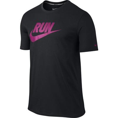 Nike Mens Swoosh Running T-Shirt - Black/Fireberry - main image