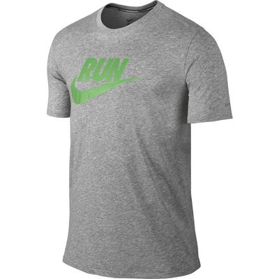 Nike Mens Swoosh Running T-Shirt - Dark Grey Heather/Green - main image