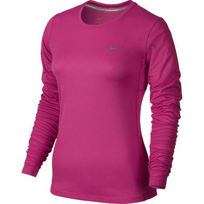 Nike Womens Miler Long Sleeve Running Top - Vivid Pink - Tennisnuts.com