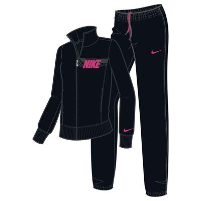 Nike Girls Graphic Block Tracksuit - Black/Vivid Pink - main image
