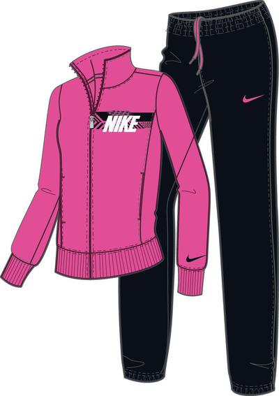 Nike Girls Graphic Block Tracksuit - Pink Pow/Black - main image