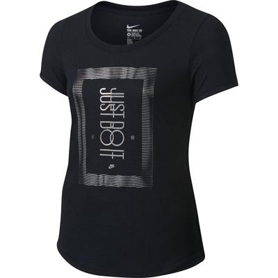 Nike Girls Frequency Just Do It Tee - Black/Grey