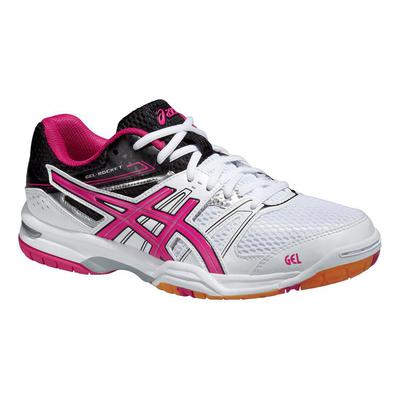 Asics Womens GEL-Rocket Indoor Court Shoes White/Magenta