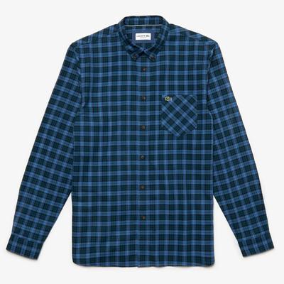 Lacoste Mens Check Cotton Shirt - Blue - main image