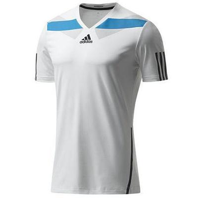 Adidas Mens Barricade Crew Tee - White/Solar Blue - main image