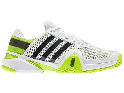 Adidas Mens Adipower Barricade 8 Tennis Shoes - White/Solar Slime - main image