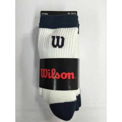 Wilson Kids Crew Socks (3 Pairs) - White/Navy (size 12.5 - 3) - main image