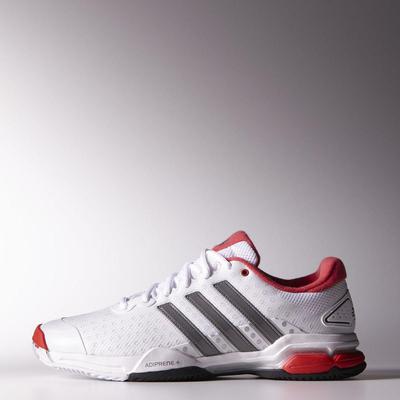 Adidas Mens Barricade Team 4 Tennis Shoes - White/Iron Met/Red - main image