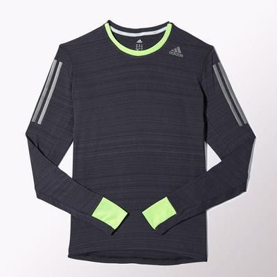 Adidas Mens Supernova Long Sleeve Tee - Night Grey/Neon Green - main image