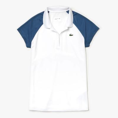 Lacoste Womens Open Neck Polo Tee - White/Blue - main image