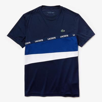 Lacoste Mens Signature Band Colourblock Pique T-Shirt - Navy Blue/White - main image