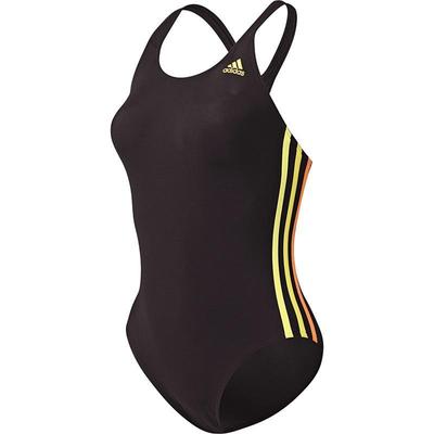 Adidas Womens 3-Stripes Authentic One-piece Swimsuit - Dark Grey - main image