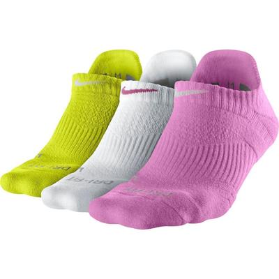Nike Womens Dri-FIT Cushion No-Show Tab Socks (3 Pairs) - Yellow/White/Pink - main image