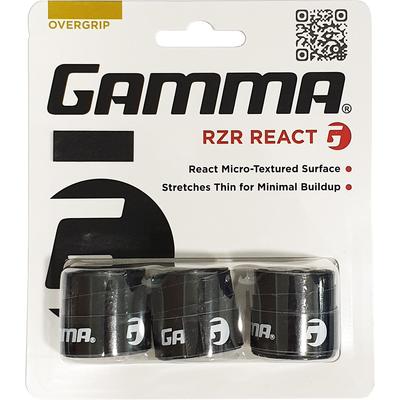 Gamma RZR React Overgrips (Pack of 3) - Black - main image