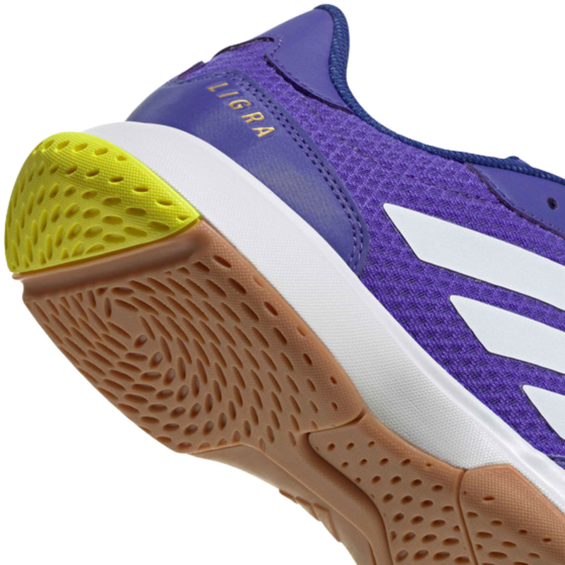 Adidas Mens Ligra 8 Indoor Court Shoes - Solar Purple/Cloud White/Solar Lemon - main image