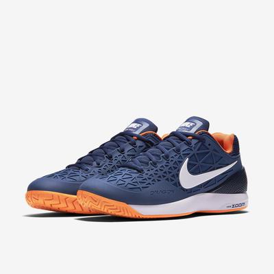 Nike Mens Zoom Cage 2 Tennis Shoes - Blue/Citrus - Tennisnuts.com