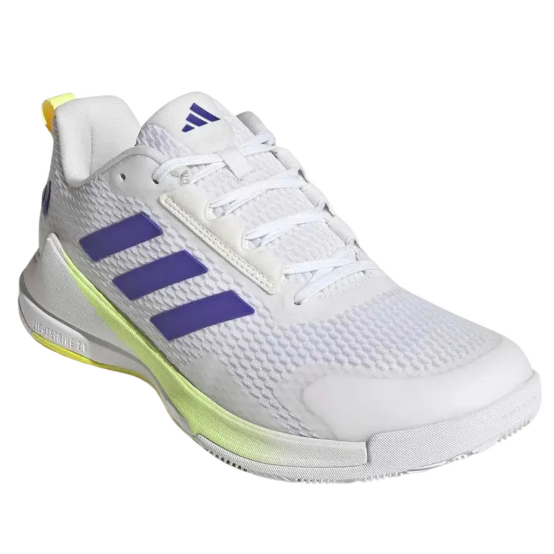 Adidas Mens Novaflight 2 Indoor Court Shoes - Cloud White/Pure Purple/Hi-Res Yellow - main image
